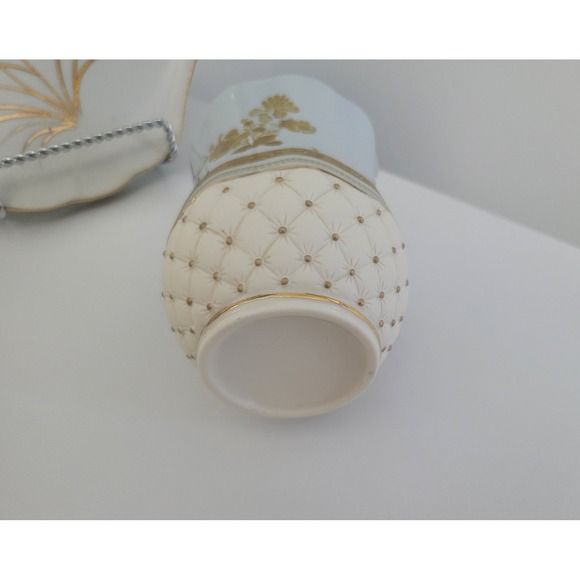 Gold Tumbler, Napoleon Blue, Gold Cream Ceramic Thumbler Cup - Picture 5 of 7